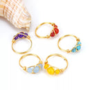 Hand wrapped healing crystal beads rings