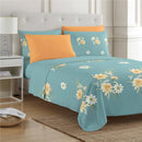 PREMIUS Lucea Soft Wrinkle-Free Microfiber Sheet Set, Soft Blue-Orange