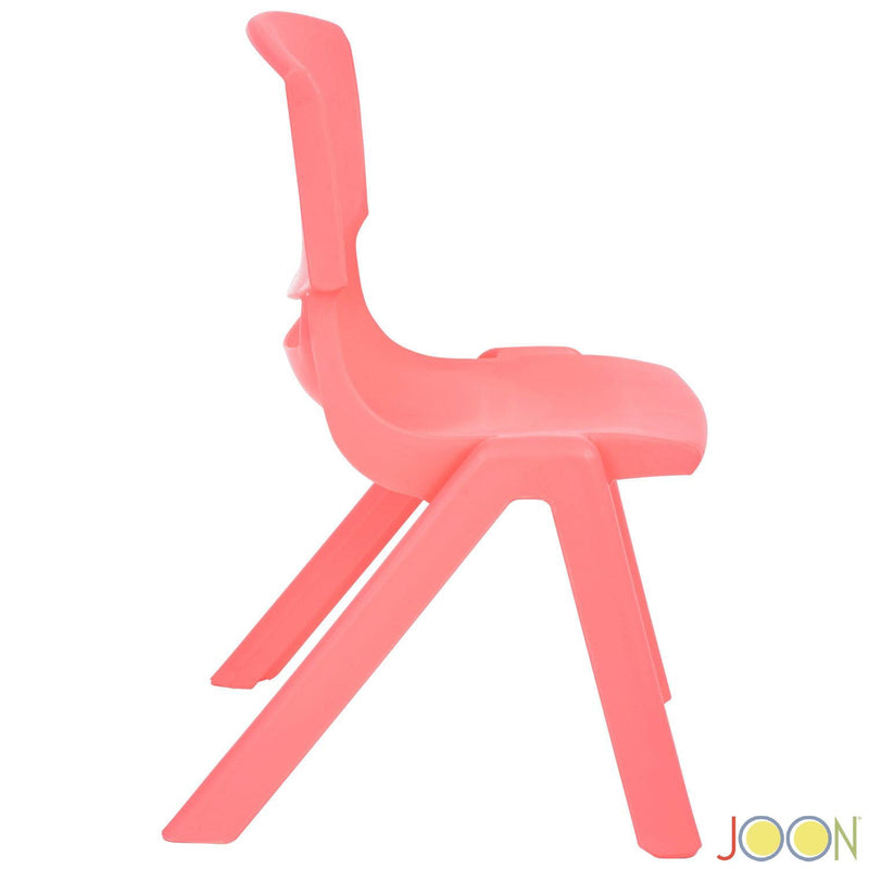 JOON Stackable Plastic Kids Learning Chairs, Coral, 20.5x12.75X11 Inches, 2-Pack (Pack of 2)