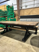 Trestle X Farmhouse Dining Table with Beam