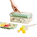 PREMIUS 2 Tray Ice Cube Tray with Container and Scoop, Green-Clear