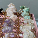 Raw Chunky Crystal Bangle Bracelet - Gold