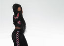 Aya Black mesh joggers pants