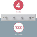 Home Basics 4 Hook Wall Mounted Key Holder Rack, White