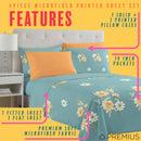 PREMIUS Lucea Soft Wrinkle-Free Microfiber Sheet Set, Soft Blue-Orange