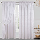 Cecilia Floral Embroidery Window Panel With Valance and Backing, 54x84 Inches