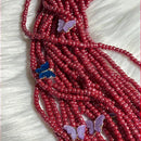 Red Waist Beads with Butterfly Charms