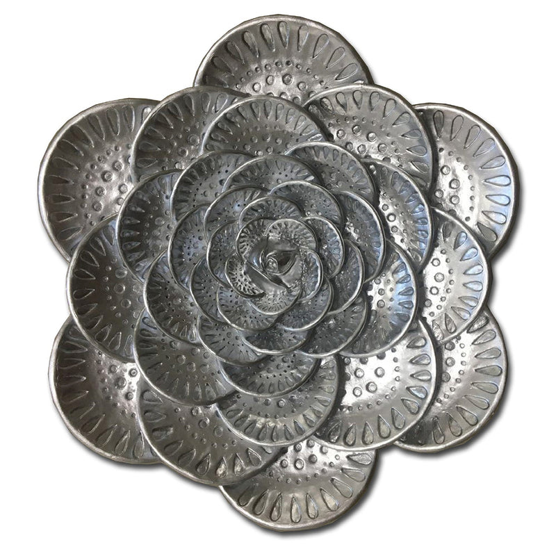 Premius Resin Metallic Embossed Floral Wall Decor, Silver, 12 Inches