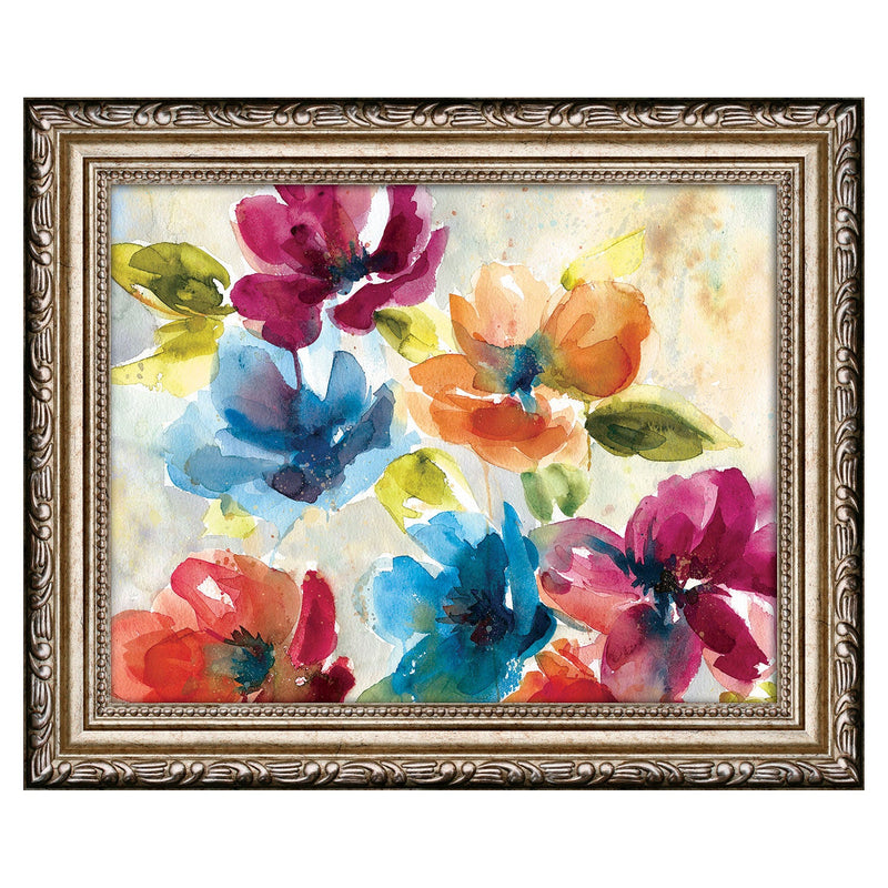 Premius Floral Small Traditional Framed Wall Art, Red-Blue, 9x11 Inches