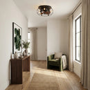 12" Flush Mount Low Profile Caged Small Ceiling Fan with Light and Remote Control