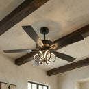 52 Inch Levi Double-sided Blades Downrod Mount LED Ceiling Fan with Remote Control