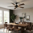52" Windmill Modern DC Motor Downrod Mount Reversible Ceiling Fan with Lighting and Remote Control