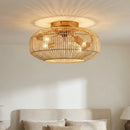 20 Inch Mandy Retro Golden Flush Mount Ceiling Fan with Light and Remote Control
