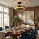 Perimost 32 Inch Eartha Antique Bronze Downrod Mount Luxury Fandelier with Light and Remote Control