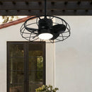 20 Inch Vistula Outdoor DC Motor Black Industrial Hanging Buckle Downrod Ceiling Fan with Light