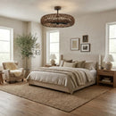 Perimost 35 Inch Golden Bronze Luxury Rattan Fandelier
