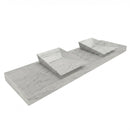 Imperial White Marble Double Rectangular Wall-Mount Sink - 80"x21"x8" - Honed