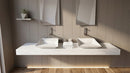 Imperial White Marble Double Rectangular Wall-Mount Sink - 80"x21"x8" - Honed