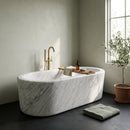 Imperial White Marble Rectangular Bathtub - 32"x70"x20" - Honed