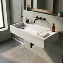 Imperial White Marble Rectangular Wall Mount Vanity Top Sink - 18"x48"x8" - Honed
