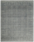In Stock Antique Finish Hand knotted Silver and Charcoal 8x10 Wool Area Rug
