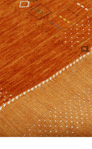 Orange Contemporary Center Pattern Hand Loomed Wool Rug