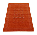 In Stock Orange Contemporary Center Pattern Hand Loomed Wool Rug