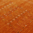 Orange Contemporary Center Pattern Hand Loomed Wool Rug