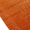 Orange Contemporary Center Pattern Hand Loomed Wool Rug