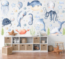 Baby mermaids and Sealife decals - Fabric Nursery Wall Art Decals