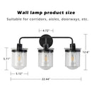 Indoor Wall Lights in Modern Black Finish with Glass Shade and E26 Base