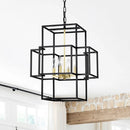 Industrial 4 Light Hanging Lights Black Lantern Pendant for Dining Room