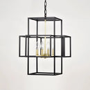 Industrial 4 Light Hanging Lights Black Lantern Pendant for Dining Room