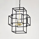 Industrial 4 Light Hanging Lights Black Lantern Pendant for Dining Room