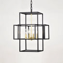 Industrial 4 Light Hanging Lights Black Lantern Pendant for Dining Room