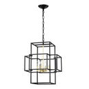 Industrial 4 Light Hanging Lights Black Lantern Pendant for Dining Room