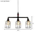 Industrial aged silver & black wire guard ceiling light dining room