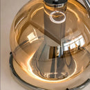 Industrial amber glass pendant light – kitchen chrome chandelier
