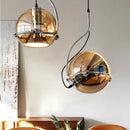 Industrial amber glass pendant light – kitchen chrome chandelier