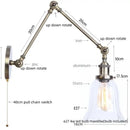 Industrial antique brass adjustable wall sconce bedroom led light