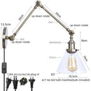 Industrial antique brass adjustable wall sconce bedroom led light