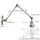 Industrial antique brass adjustable wall sconce bedroom led light