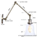 Industrial antique brass adjustable wall sconce bedroom led light
