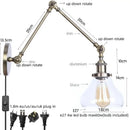 Industrial antique brass adjustable wall sconce bedroom led light