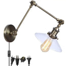 Industrial antique brass adjustable wall sconce bedroom led light