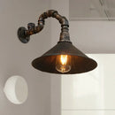 Industrial antique brass cone wall sconce dining room light
