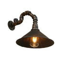 DecorBites™ Farmhouse Style Antique Brass Wall Sconce with Metallic Cone & Pipe - 1 Head Dining Room Lighting