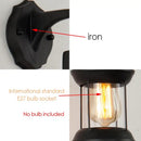 Industrial antique brass wall lamp bedroom glass lantern sconce