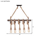 Industrial beige rope 3 heads open bulb pendant light dining room