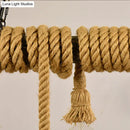 DecorBites™ Industrial Style Island Lamp with Rope and 4 Lights - Open Bulb Hanging Light for Dining Room in Beige